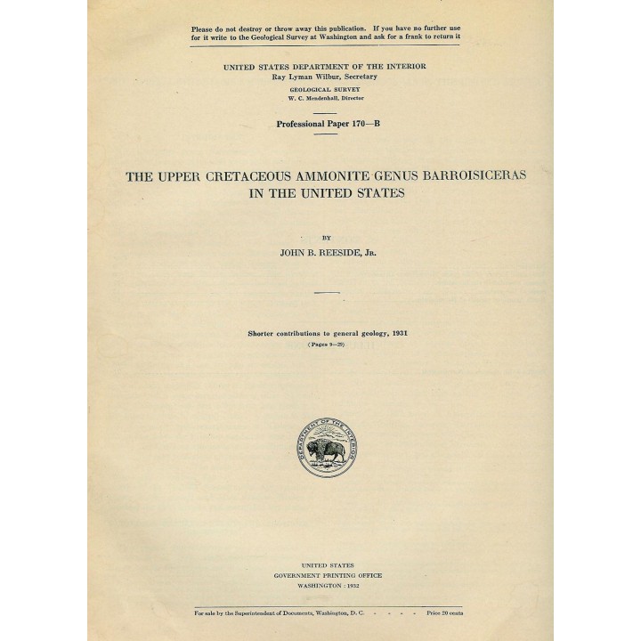 THE UPPER CRETACEOUS AMMONITES GENUS BARROISICERAS IN THE UNITED STATES