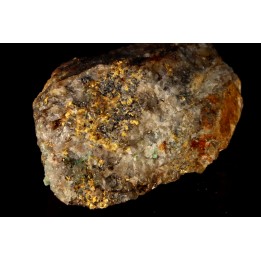 Or natif, Brannerite, Quartz, La Gardette Mine, FRANCE