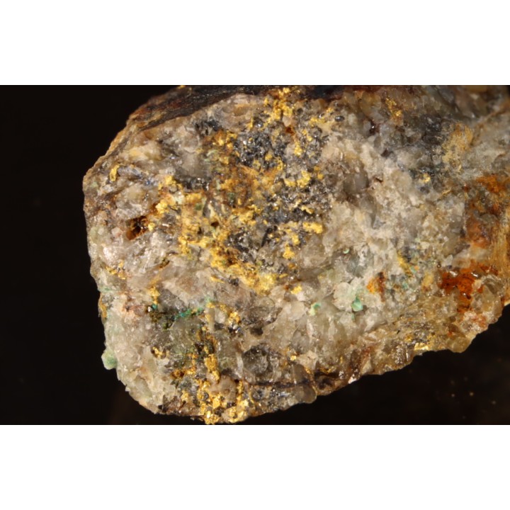 Or natif, Brannerite, Quartz, La Gardette Mine, FRANCE