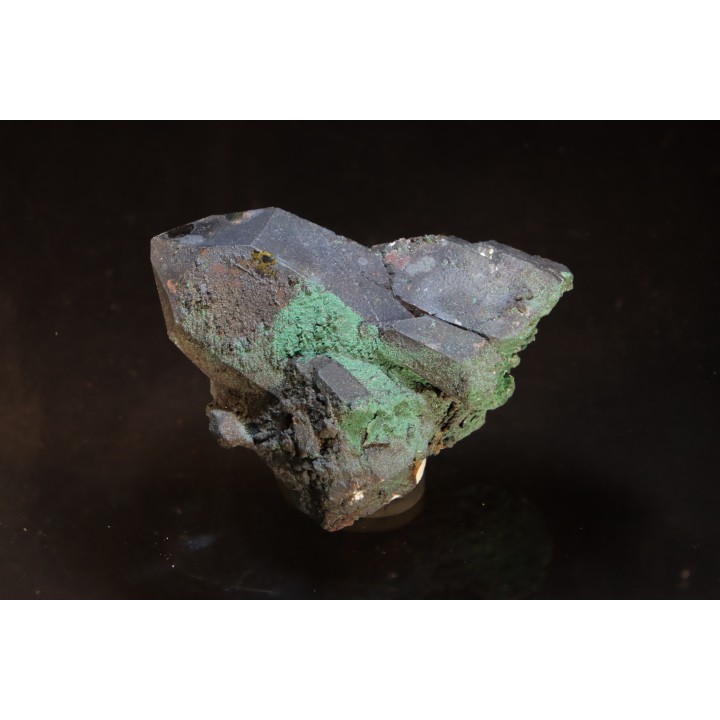 Malachite sur Quartz fumé - Aouli, Mibladen, MAROC