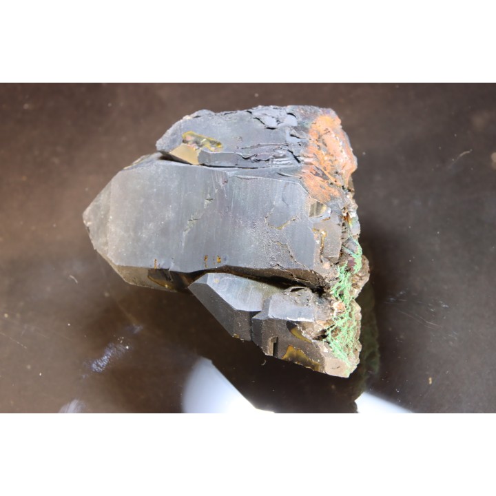 Malachite sur Quartz fumé - Aouli, Mibladen, MAROC