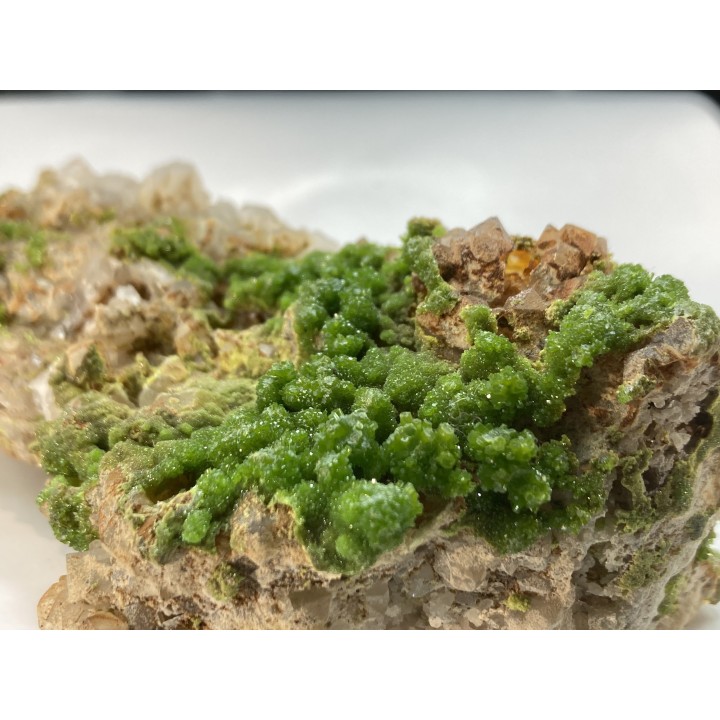 Pyromorphite et quartz - Les Farges, FRANCE