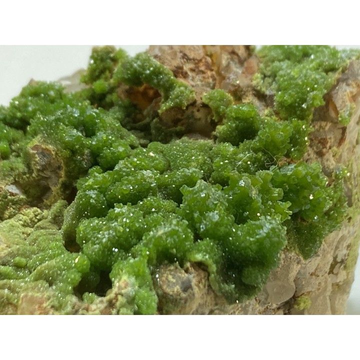 Pyromorphite and quartz - Les Farges, FRANCE