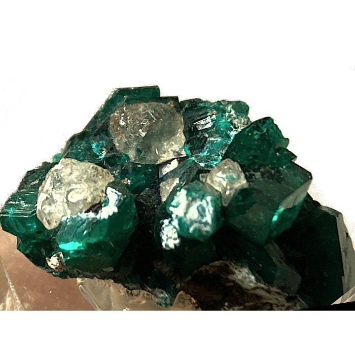 TOP! CALCITE on DIOPTASE  - Mindouli, RD Congo