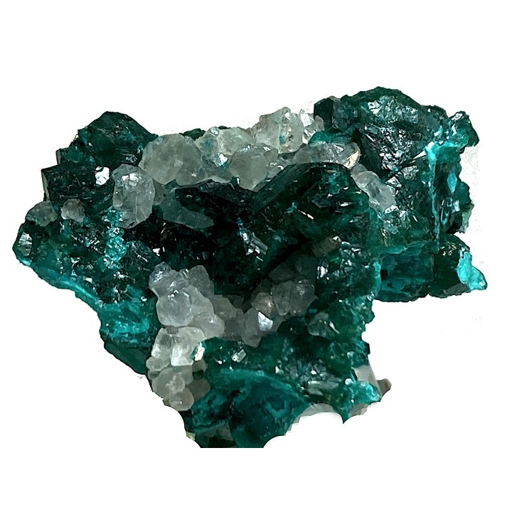 TOP! CALCITE on DIOPTASE  - Mindouli, RD Congo