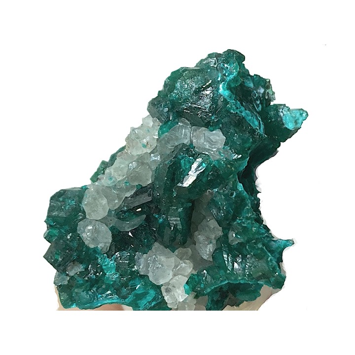 TOP! CALCITE on DIOPTASE  - Mindouli, RD Congo