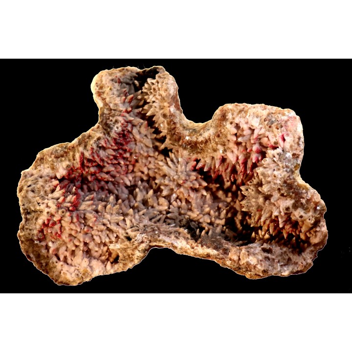 geode de calcite cobaltifere recouverte de roselite - bou azzer - Maroc