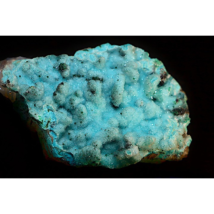 Quartz sur chrysocolle psm malachite psm  barytine   Mine de Tenke-Fungurume, Katanga, RD Congo