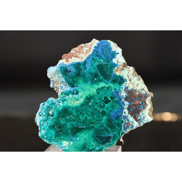 Belle dioptase et plancheite  sciée/poli  Mindouli, RD Congo