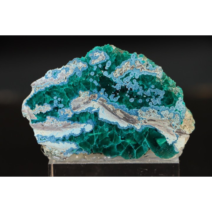 dioptase and plancheite  (cut and polish)  Mindouli, RD Congo