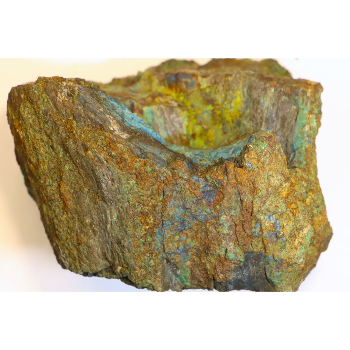 superbe bois fossile en azurite malachite