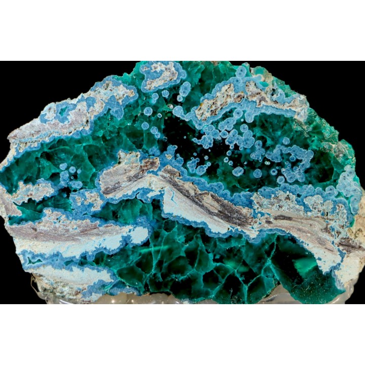 dioptase and plancheite  (cut and polish)  Mindouli, RD Congo