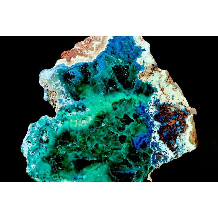 dioptase and plancheite  (cut and polish)  Mindouli, RD Congo