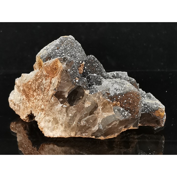 Hematite sur Quartz fumé  "cote 900", Sainte Marie aux Mines, Alsace - FRANCE