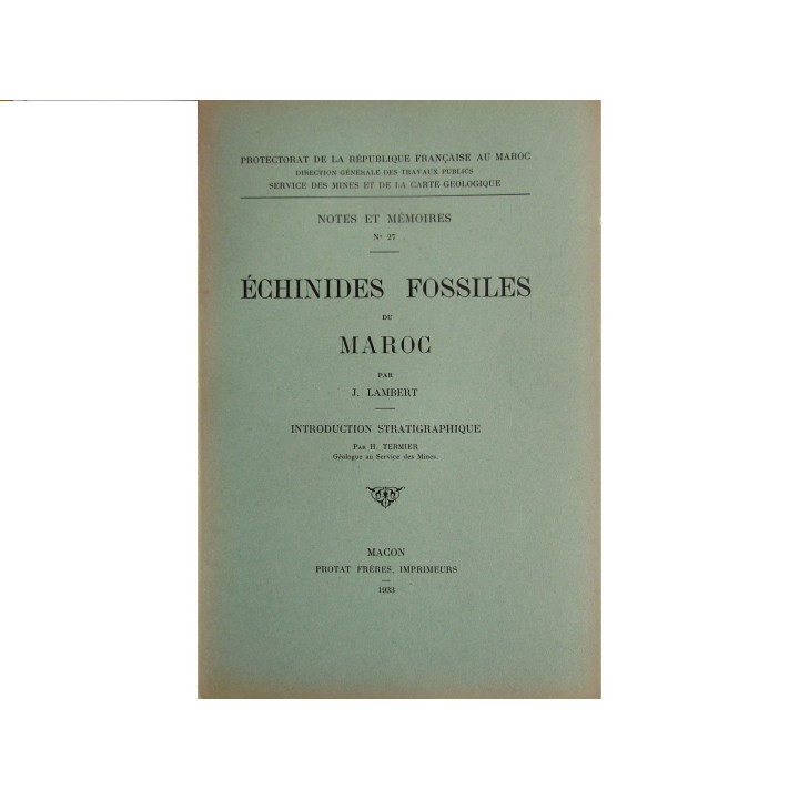 ECHINIDES fossiles du Maroc (n°27, 1933)