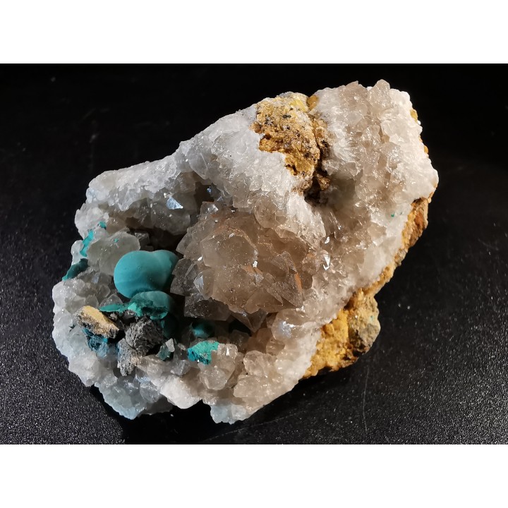 Malachite - Quartz  Bouque payrol, Camares,  Aveyron,  France
