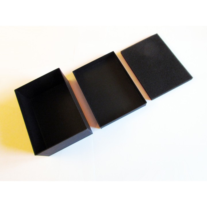 coffret cartonné noir (B09) pour presentation de  fossiles ou mineraux