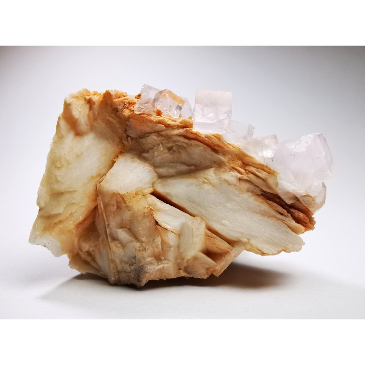 Colorless fluorite and barite , Berbes, Spain