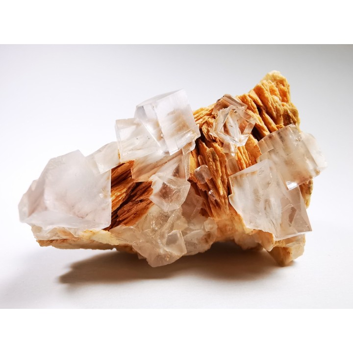 Colorless fluorite and barite , Berbes, Spain