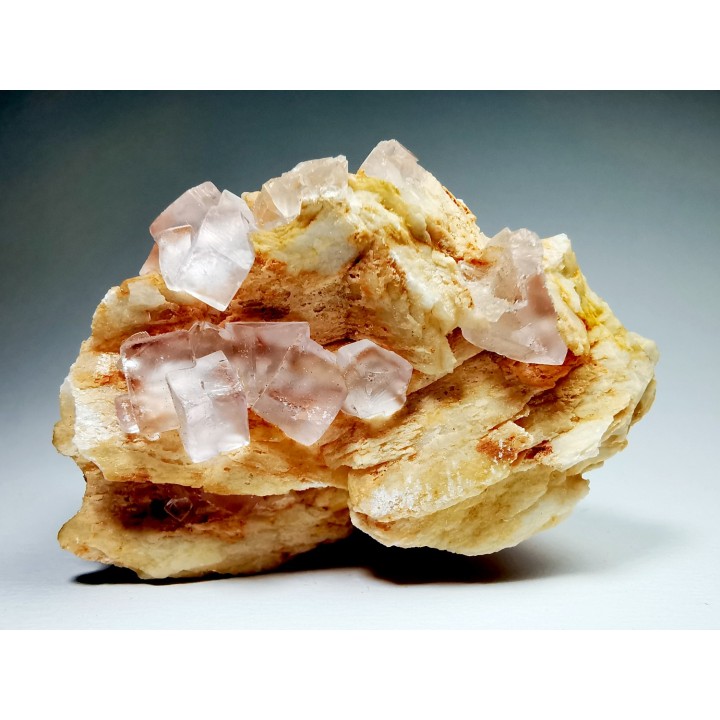 Colorless fluorite and barite , Berbes, Spain