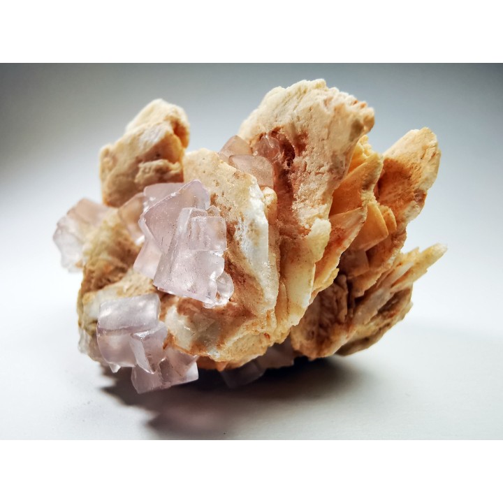Colorless fluorite and barite , Berbes, Spain