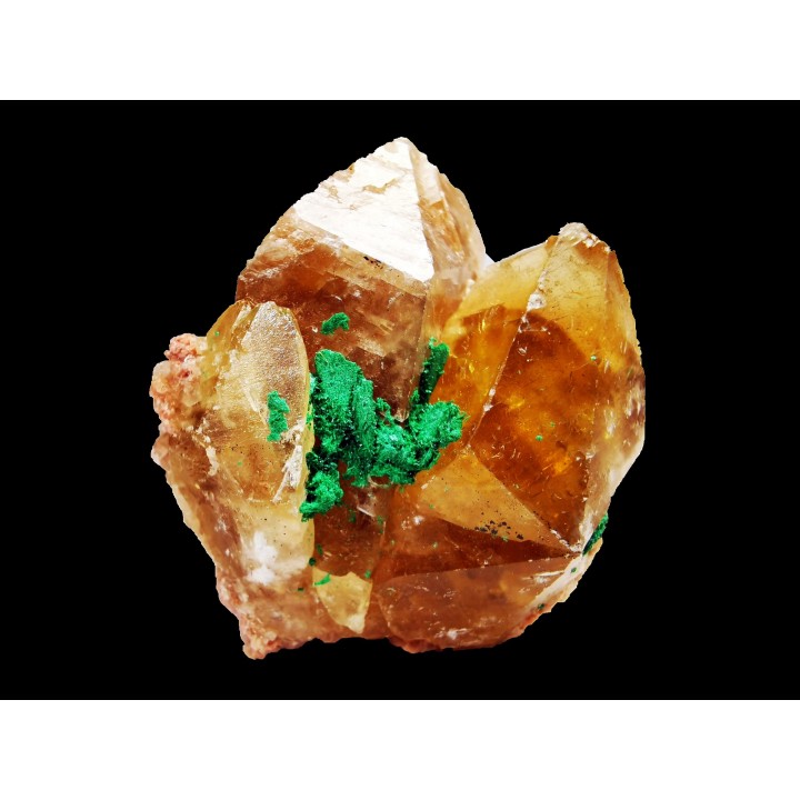 Calcite with malachite from Mashamba, Katanga, RDC