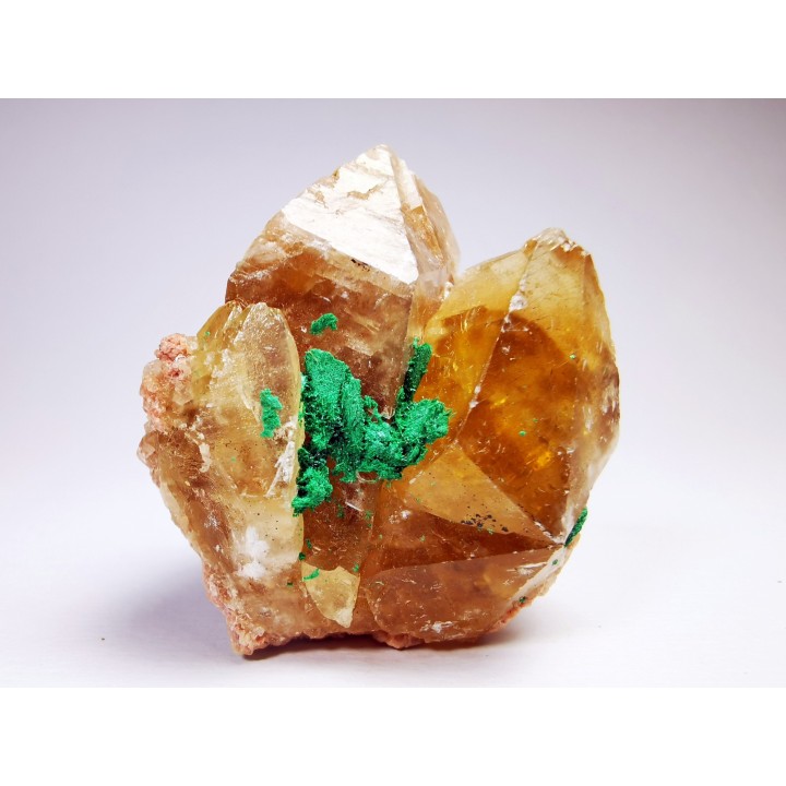 malachite sur calcite - Mashamba, Katanga, RDC