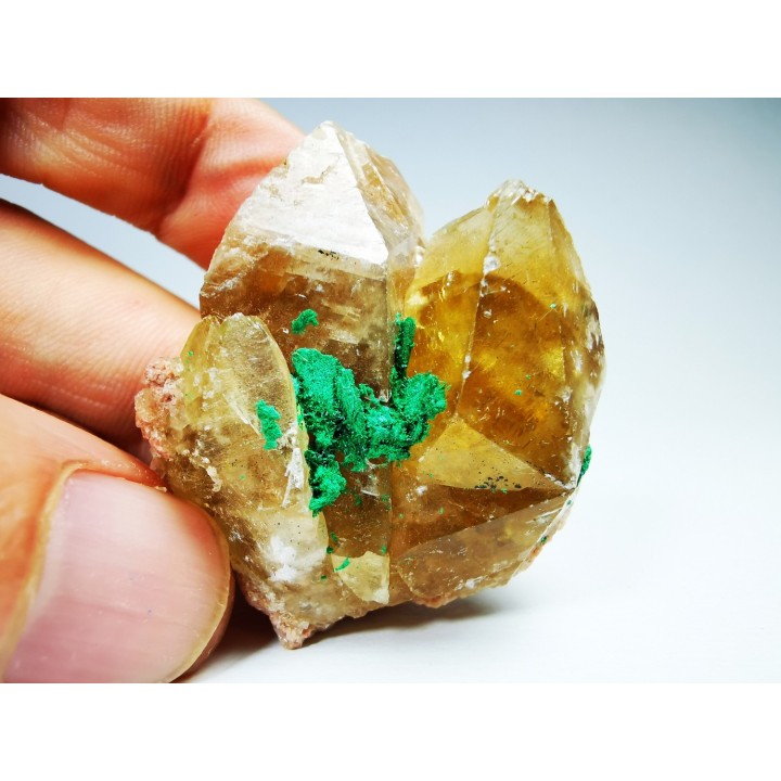 malachite sur calcite - Mashamba, Katanga, RDC