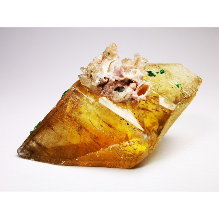 malachite sur calcite - Mashamba, Katanga, RDC