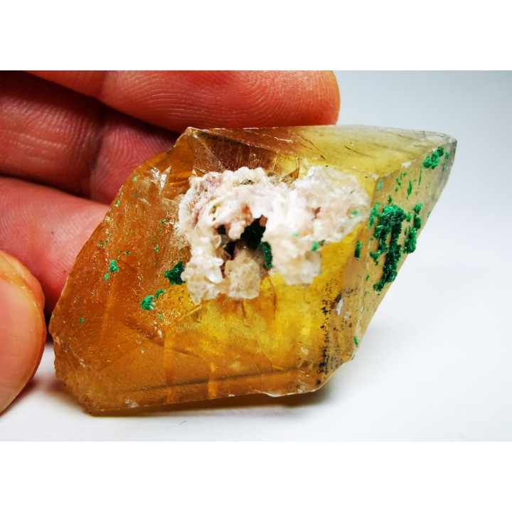 malachite sur calcite - Mashamba, Katanga, RDC