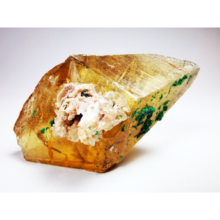 malachite sur calcite - Mashamba, Katanga, RDC