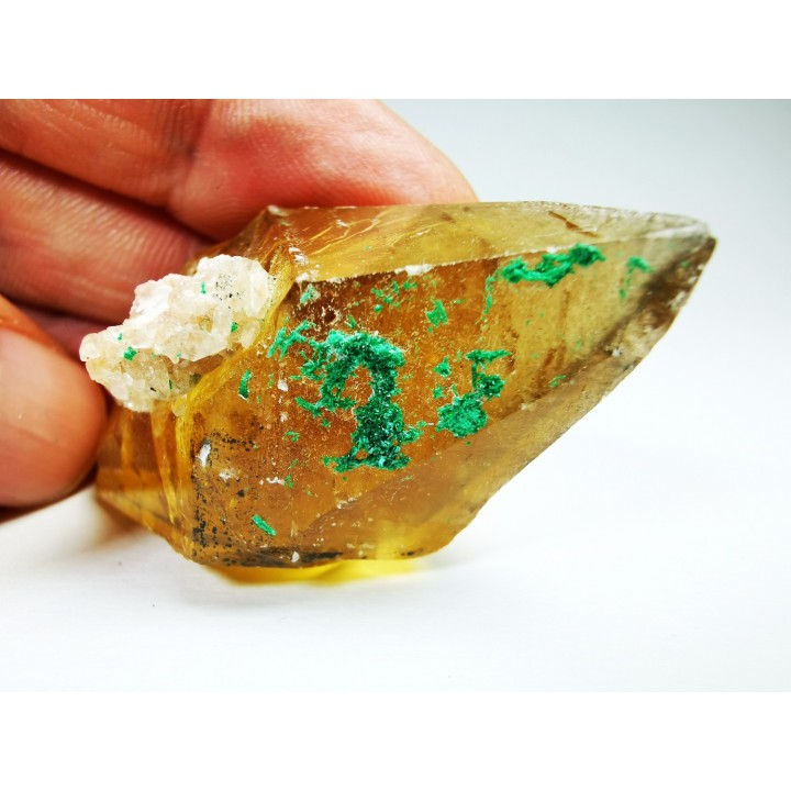 malachite sur calcite - Mashamba, Katanga, RDC