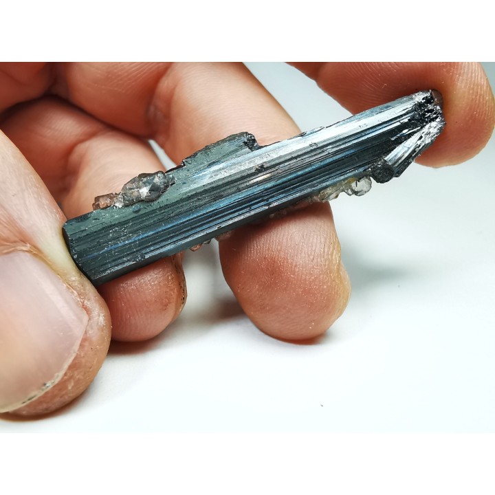 Fluorite on stibnite from Qinglong, Guizhou, CHINA