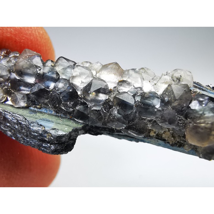 Fluorite on stibnite from Qinglong, Guizhou, CHINA