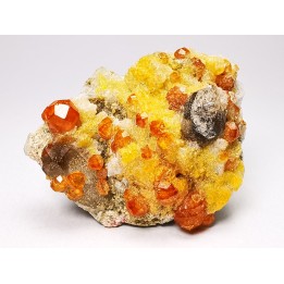 Grenat spessartite sur Quartz, Chine