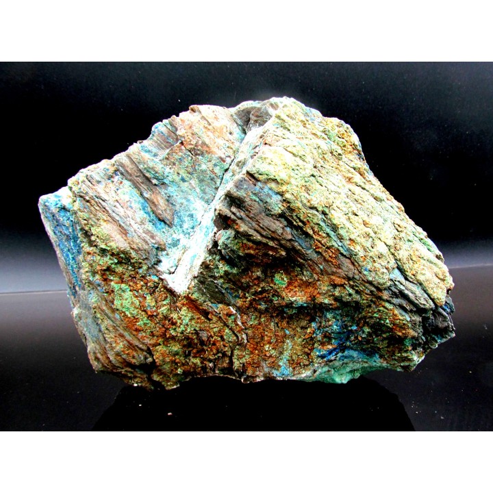 superbe bois fossile en azurite malachite