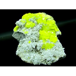 Souffre cristallisé sur calcite - Italie