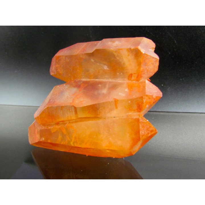 3 Quartz Hematoide biterminés // M’Sissi MAROC