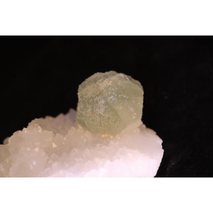 green fluorite on quartz –  Xianghualing Mine – Hunan province